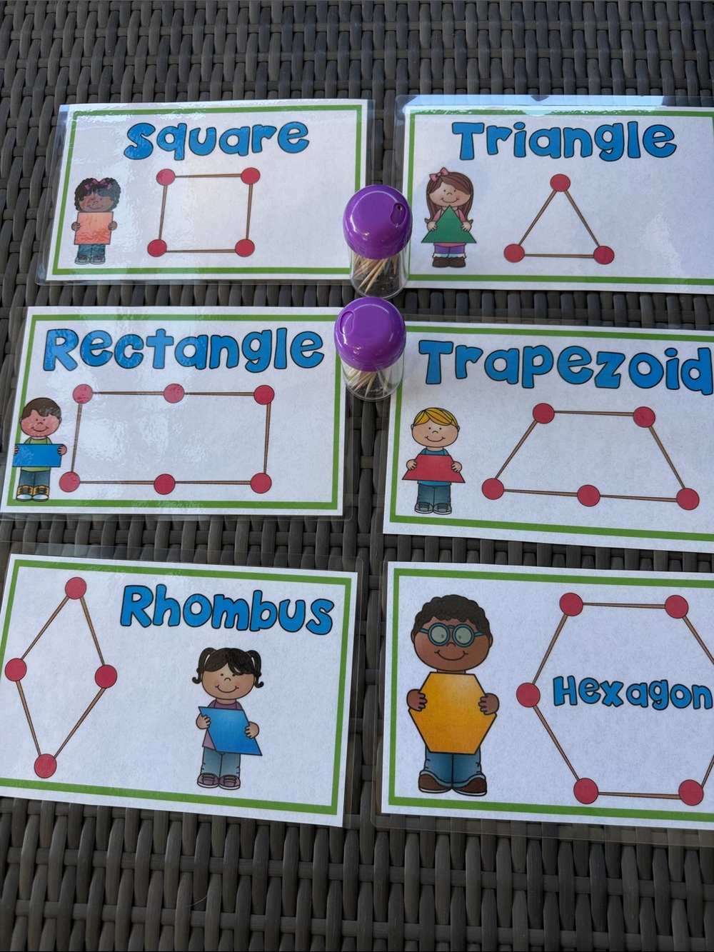 Kids Shape Matching Cards with toothpick Counters - Unknown Brand